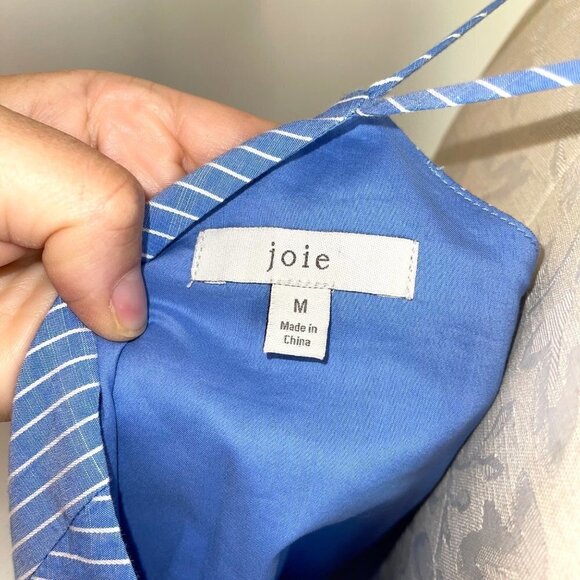 Joie Hepzibah Midi Wrap Dress Womens Size Medium Asymmetric Striped Cotton Voile - Picture 4 of 11